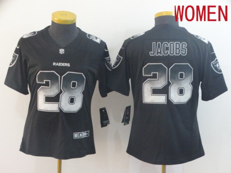Women Oakland Raiders 28 Jacobs Nike Teams Black Smoke Fashion Limited NFL Jerseys